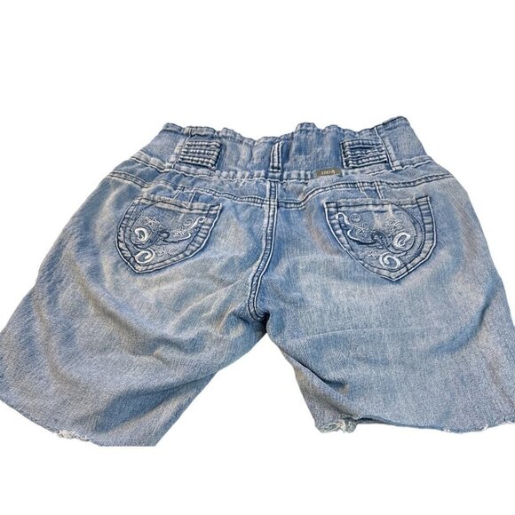 GOGO Star Girls Junior Distressed Crop Short Pants Blue Size 9 Sku 2531 - Picture 11 of 12